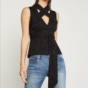 BCBG jacquard crisscross wrap tie sexy tank top